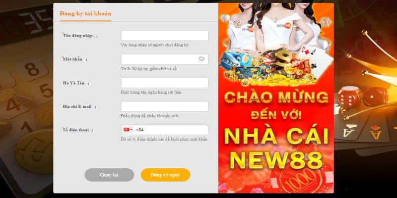 Các thủ thục đăng ký New88